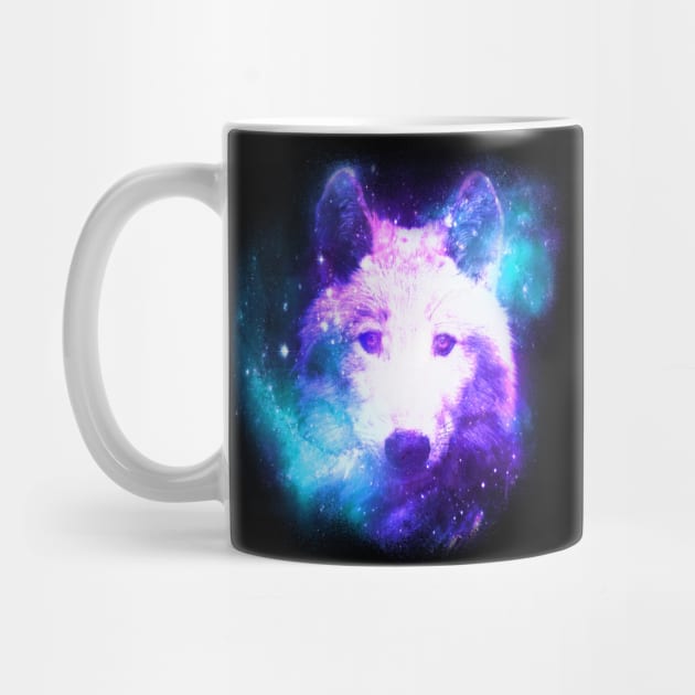 Dramabite Wolf Galaxy Surreal Wild Lone Wolves Double Exposure Stars by dramabite